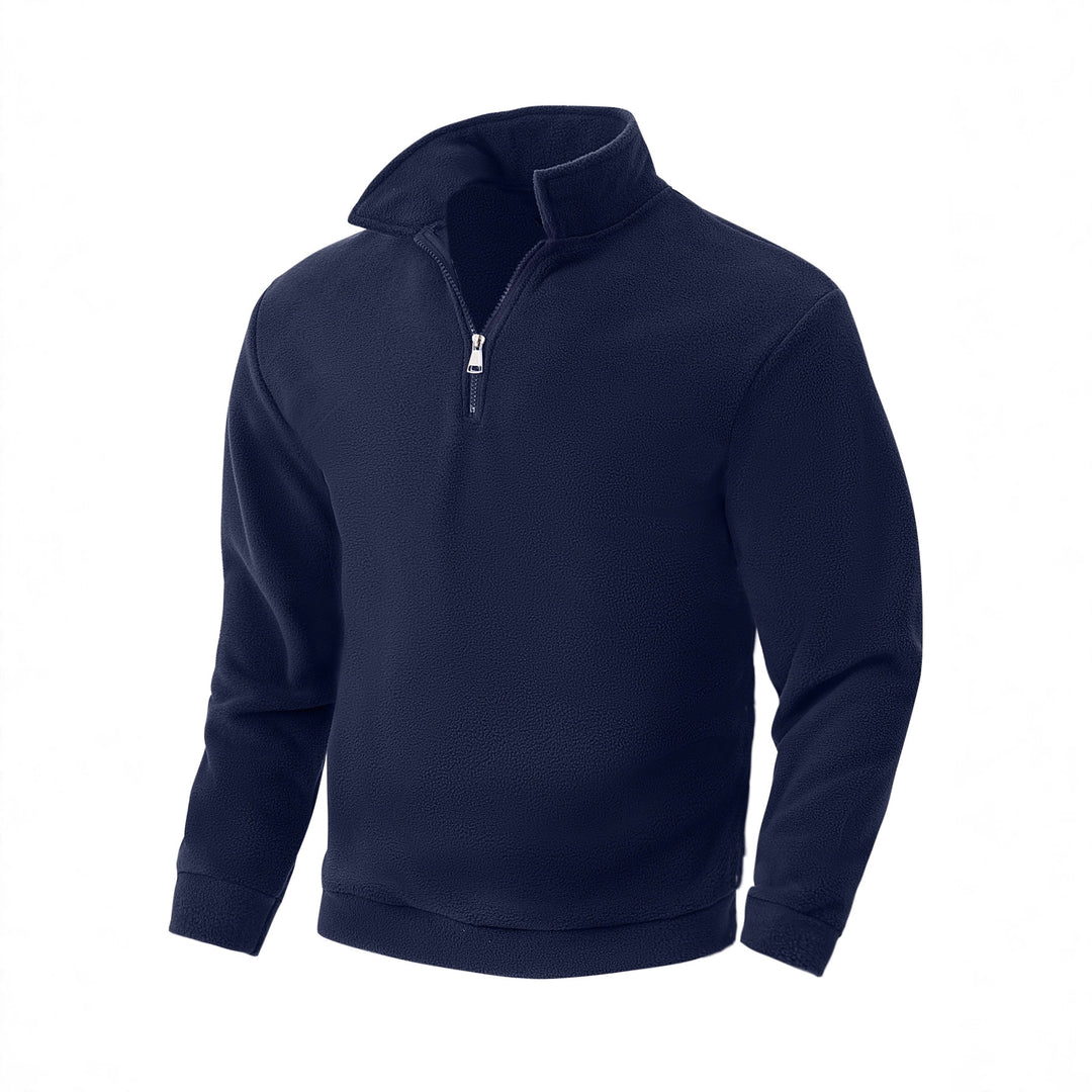 Men's Nano Fleece Half-Zip Pullover with Stand-Up Collar, Soft Teddy Fleece and Elastic Cuffs Mune Fashion