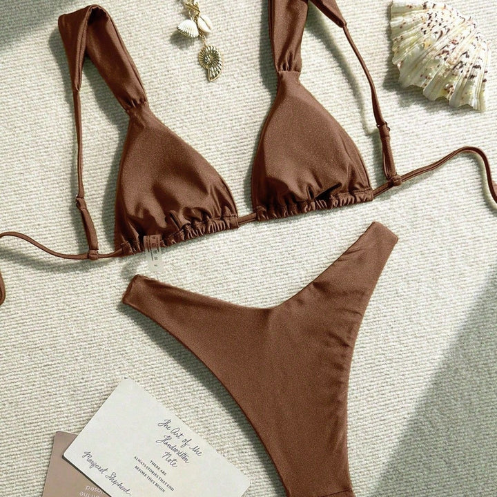 Ladies Triangle Bikini with decorative shell embellishments Mune Fashion