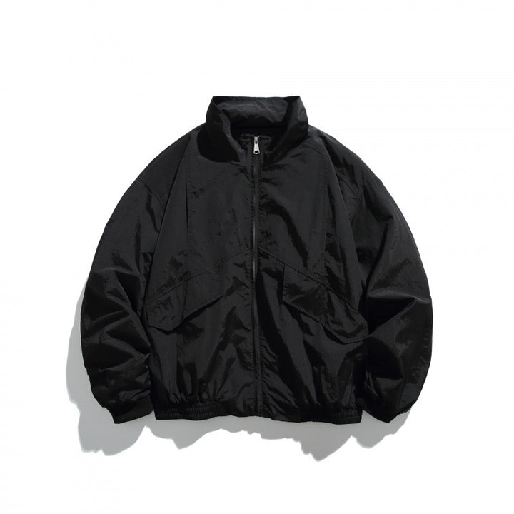 Unisex Lightweight Nylon Bomber Jacket with Stand-Up Collar, Full Zip and Elastic Hem Mune Fashion