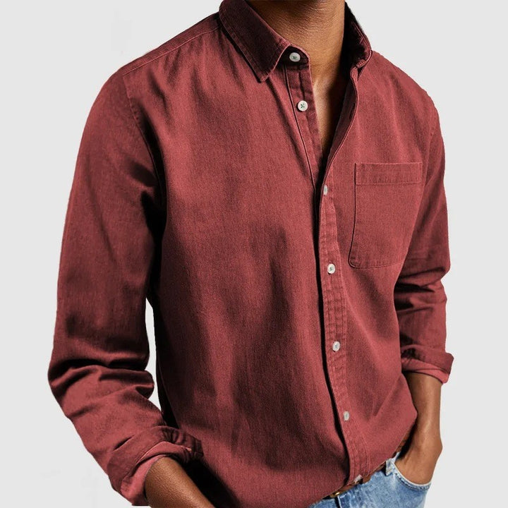 Men's light denim shirt with Kent collar, chest pocket, and regular fit Mune Fashion