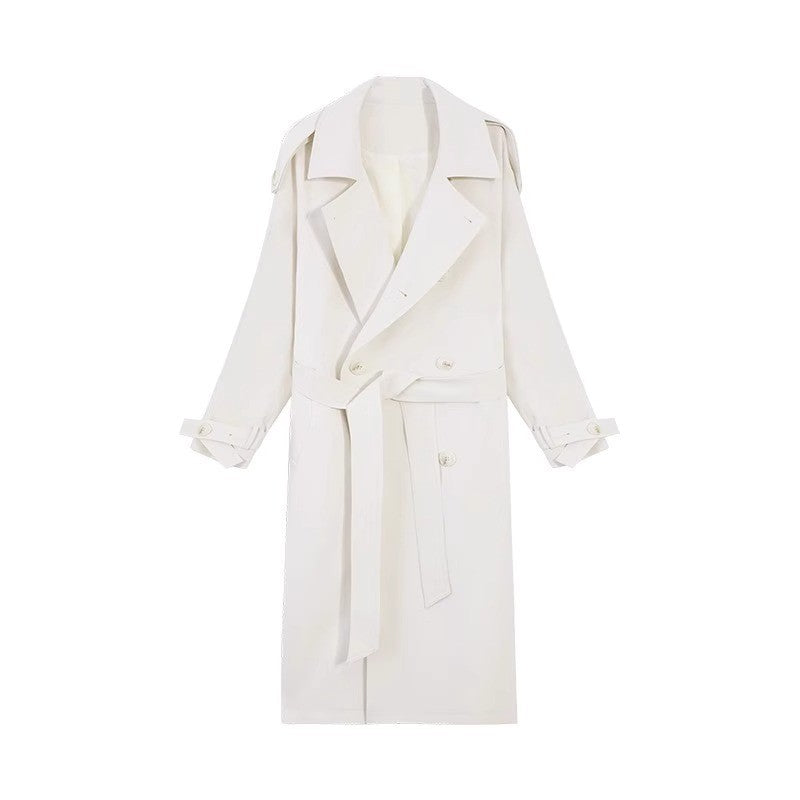 Women's Long Oversized Trench Coat with Balloon Sleeves and Tie Belt Mune Fashion