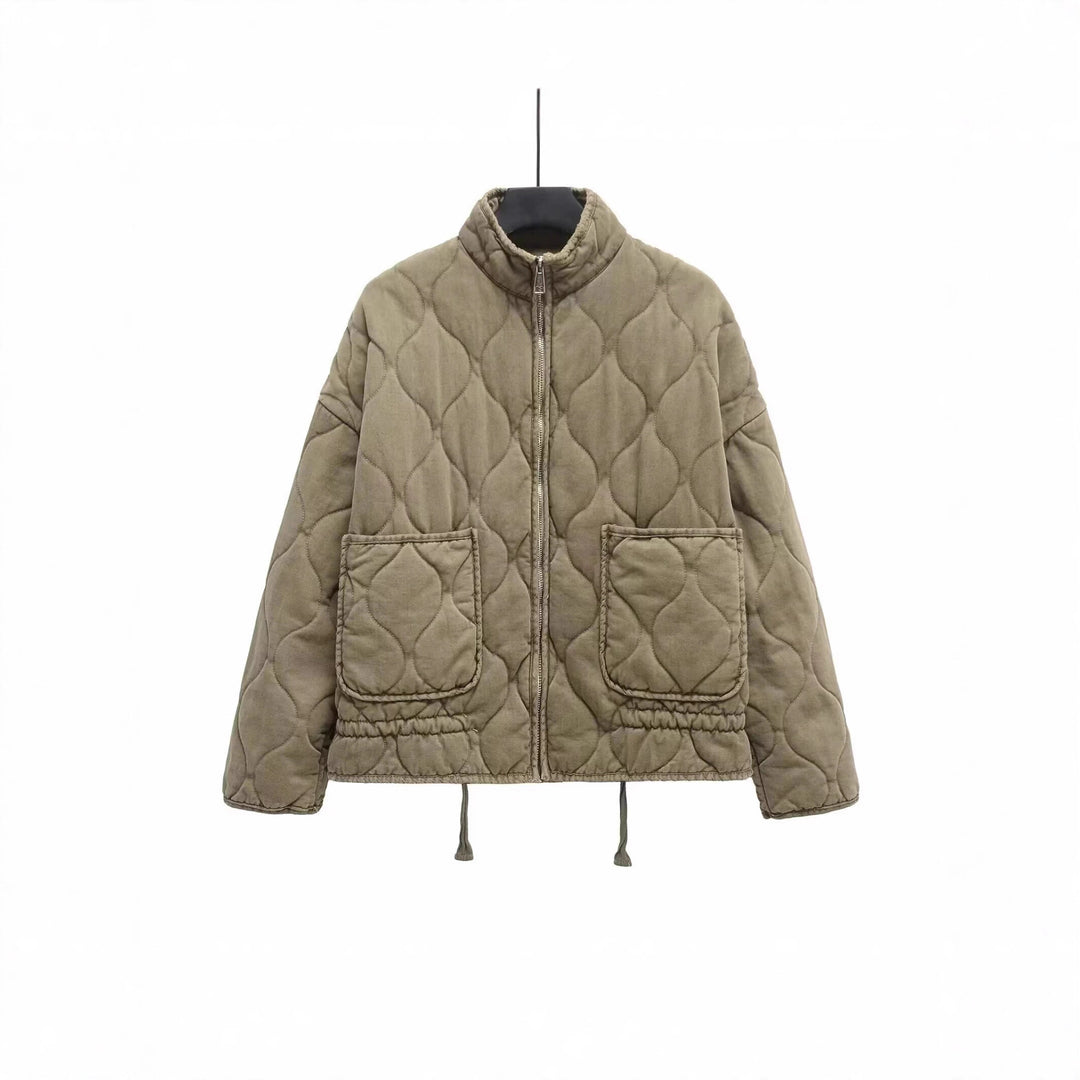 Women’s quilted jacket with stand-up collar, cushion quilting and drawstring Mune Fashion