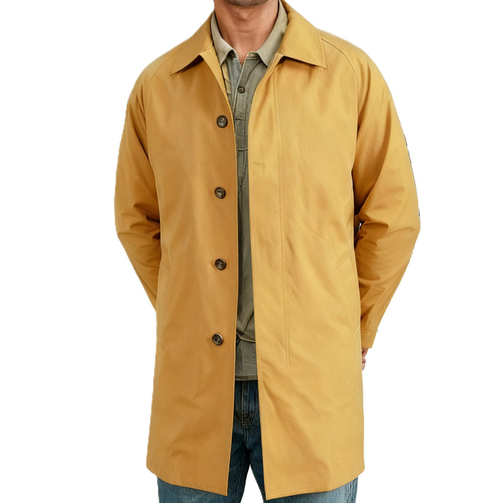 Men's mid-length car coat with lapel collar and concealed button placket Mune Fashion