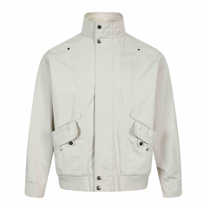 Men's Short Utility Bomber with High Stand Collar, Flap Pockets and Ribbed Cuffs Mune Fashion
