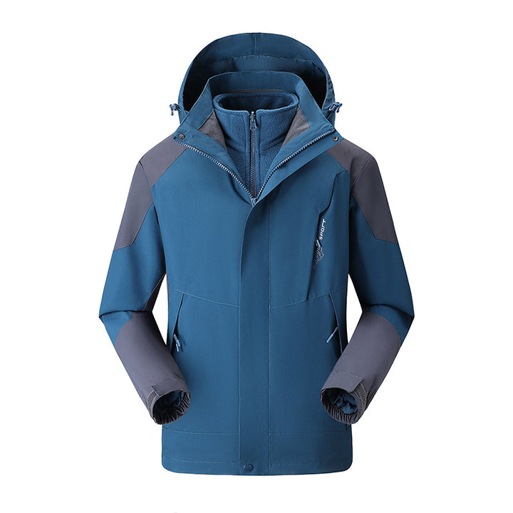 Women's two-layer outdoor jacket with detachable fleece inner jacket and adjustable hood Mune Fashion
