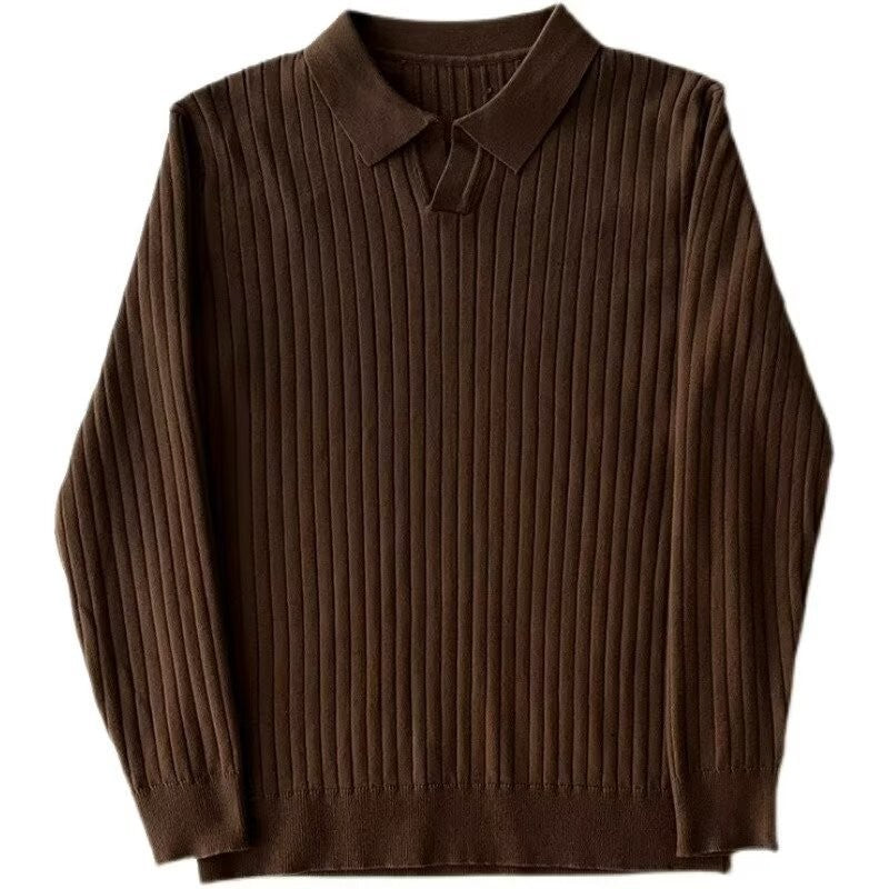 Men's Fashion Knitted Polo Shirt with Ribbed Structure Mune Fashion