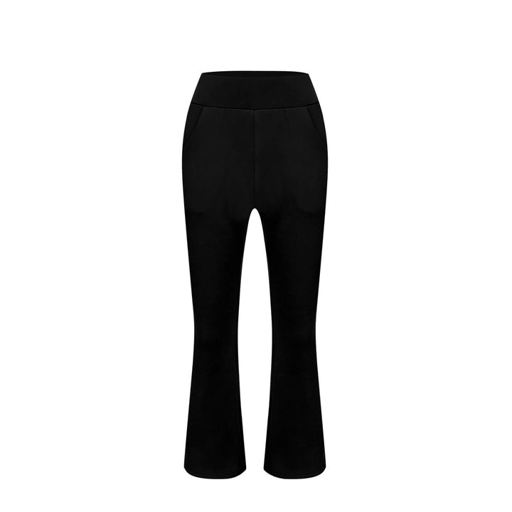 Women's flared pants made of stretch knit with high waist and side pockets Mune Fashion