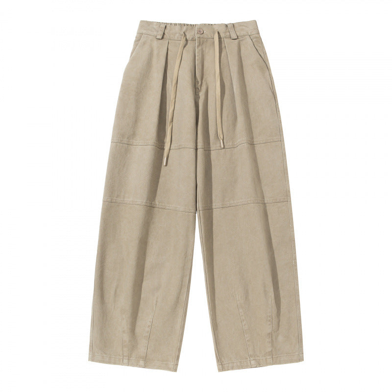 Women's Wide High-Waist Pleated Culotte Pants with Drawstring and Seams Mune Fashion