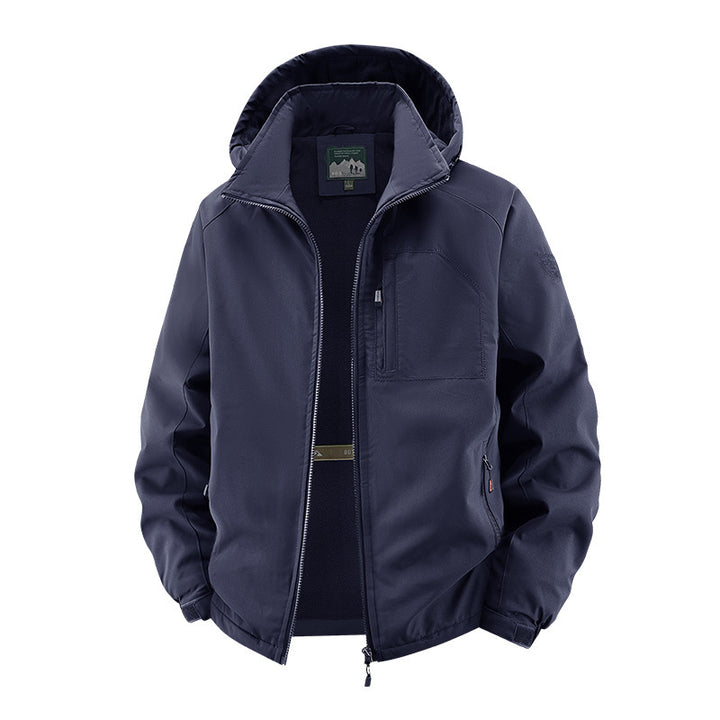 Men's Windproof Softshell Thermal Jacket with Fleece Lining and Hood Mune Fashion