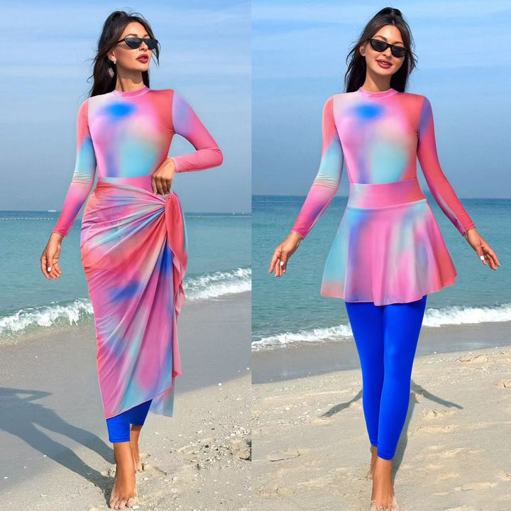 Women’s fashionable swimsuit with long sleeves and flared skirt Mune Fashion