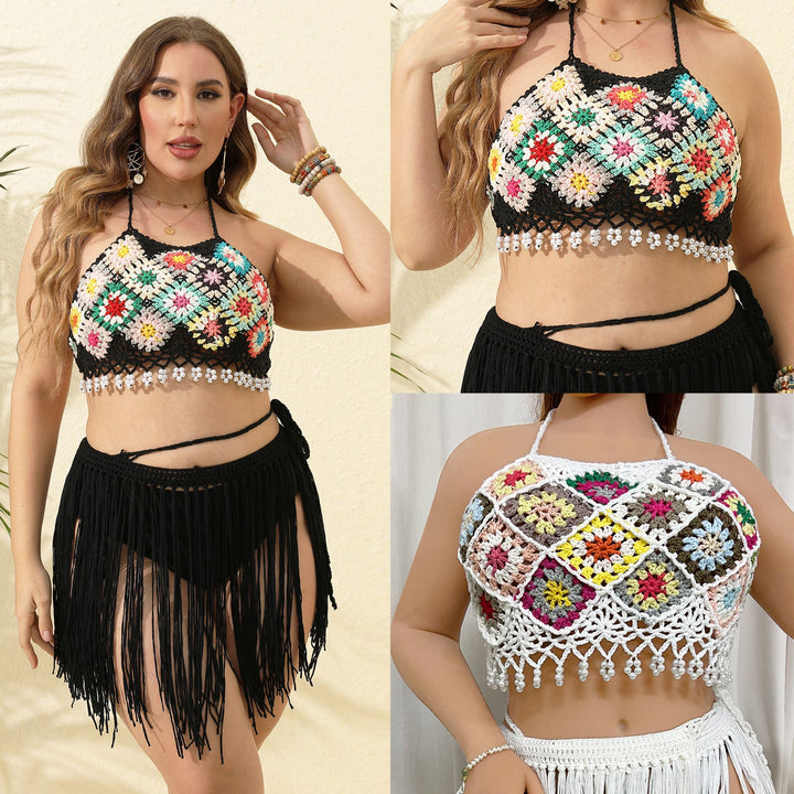 Women's crochet top with colorful square pattern Mune Fashion