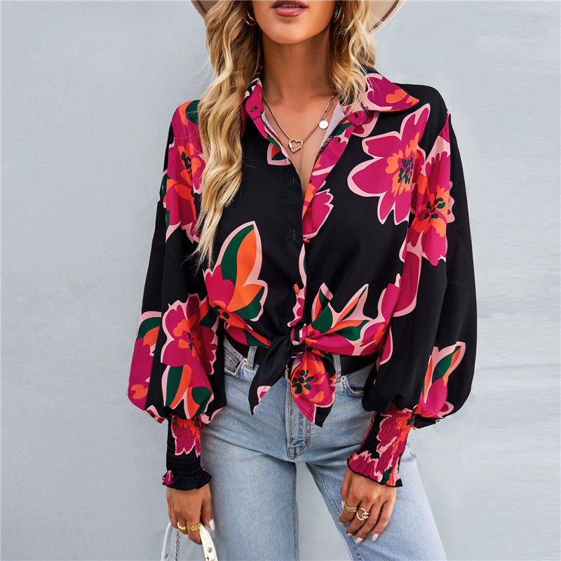 Ladies loose shirt blouse with balloon sleeves and gathered cuffs Mune Fashion