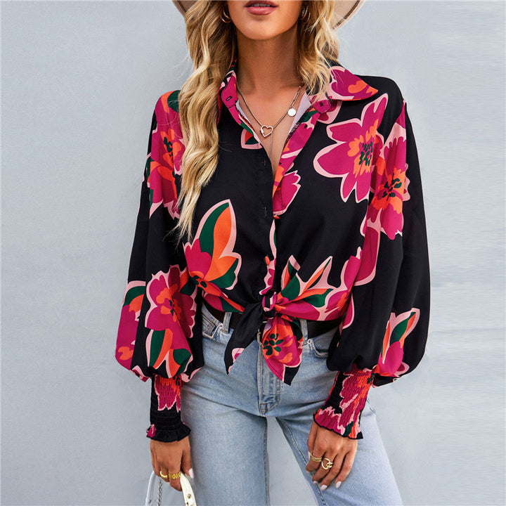 Ladies loose shirt blouse with balloon sleeves and gathered cuffs Mune Fashion