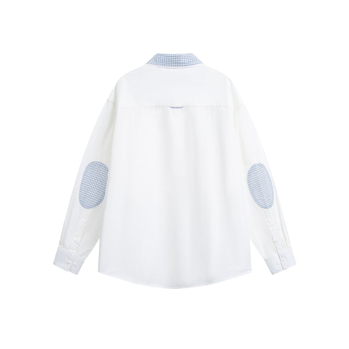 Unisex Oversize Cotton Shirt with Contrasting Check Collar and Chest Pocket Mune Fashion