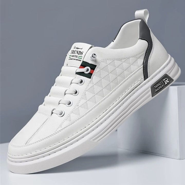 Men's Low-Top Sneaker with Quilted Diamond Design and Thick Rubber Sole Mune Fashion