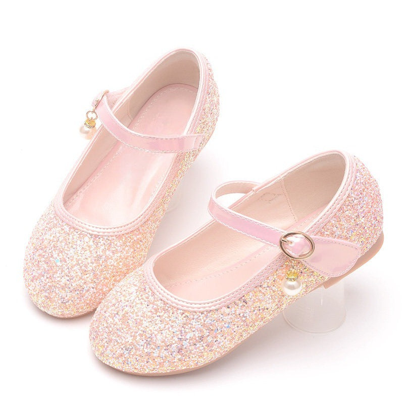 Girls Glitter Ballerinas with Strap and Pearl Application Mune Fashion