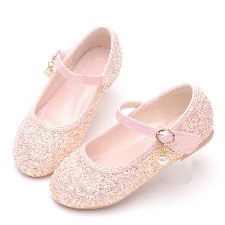 Girls Glitter Ballerinas with Strap and Pearl Application Mune Fashion