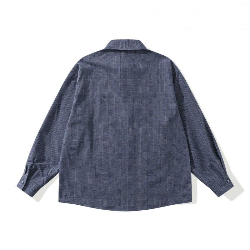 Unisex Oversize shirt made of structured wool blend with check pattern and decorative chest pocket Mune Fashion