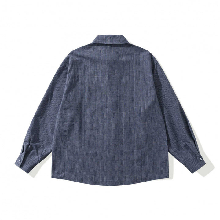 Unisex Oversize shirt made of structured wool blend with check pattern and decorative chest pocket Mune Fashion