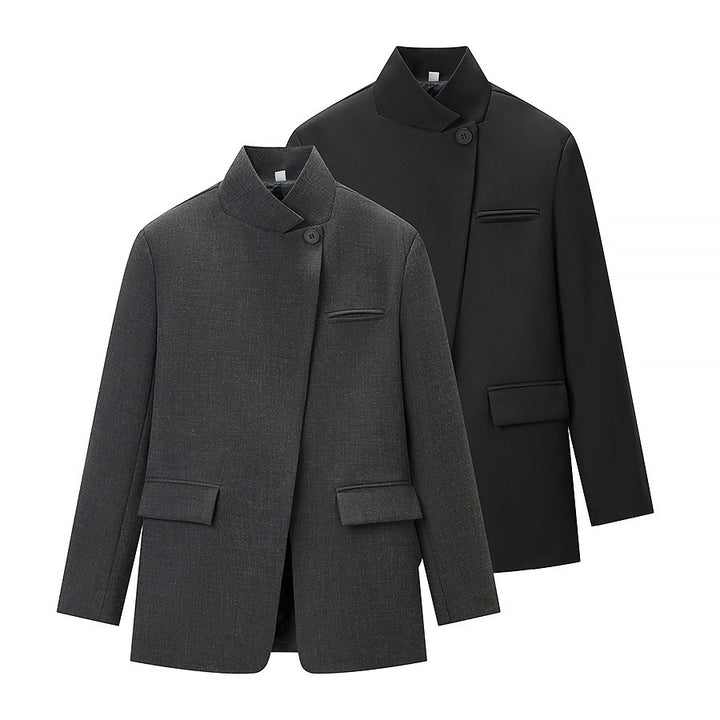 Men's short coat with stand-up collar, concealed button placket and flap pockets Mune Fashion