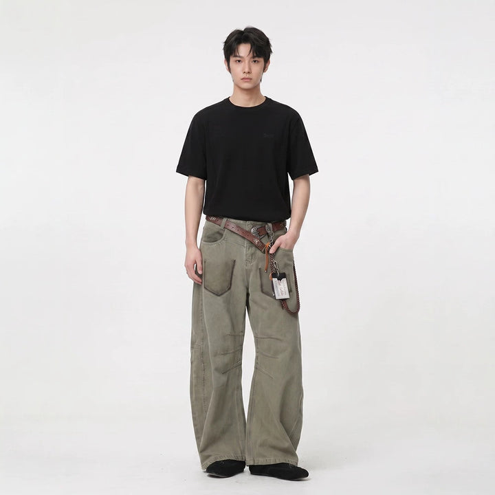 Unisex Oversized Cotton T-Shirt with Round Neck and Extended Hem Drune