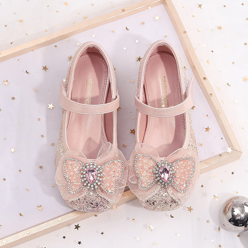 Girls Elegant Ballerinas with Bow Application and Rhinestones Mune Fashion