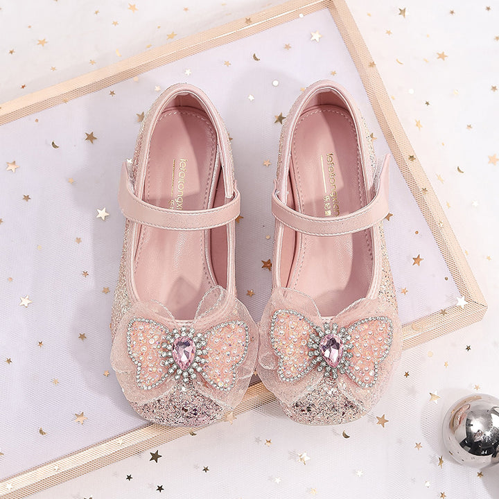 Girls Elegant Ballerinas with Bow Application and Rhinestones Mune Fashion