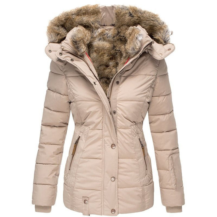 Women's padded parka with fitted cut and faux fur hood Mune Fashion