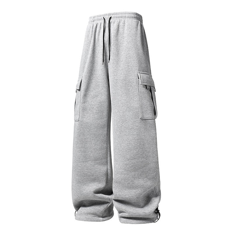 Men's Wide Cargo Jogging Pants with Thermofleece, Drawstring Waistband & Adjustable Leg Openings Mune Fashion