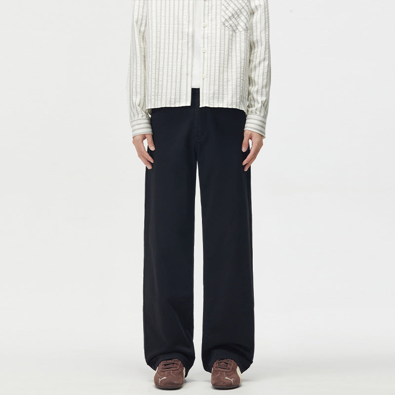 Men's Loose-Fitting Chino Pants Made of Cotton Twill with Low Crotch Mune Fashion