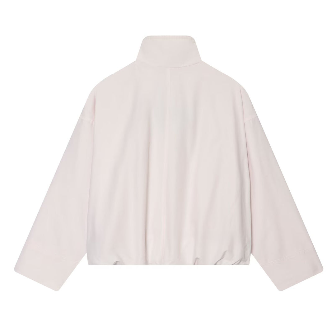 Women's Cropped Boxy Jacket with Funnel Collar, Two-Way Zipper and Patch Pockets Mune Fashion