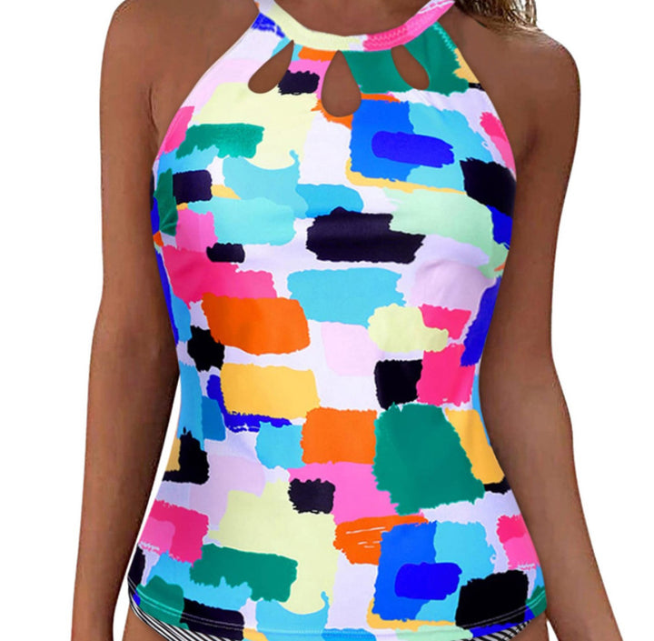 Ladies sporty tankini top with fashionable round neckline and cut-outs Mune Fashion