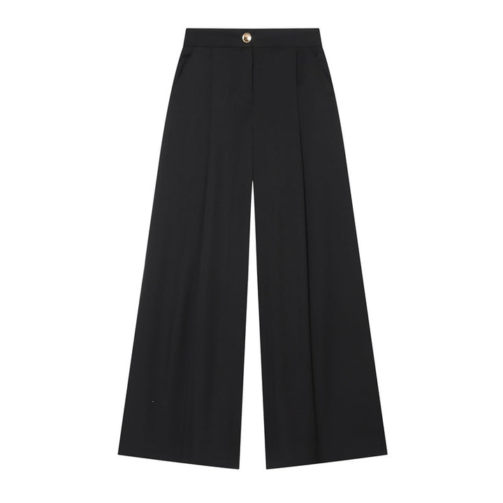 Women's Wide-Cut Palazzo Trousers with High Waist and Crease Mune Fashion