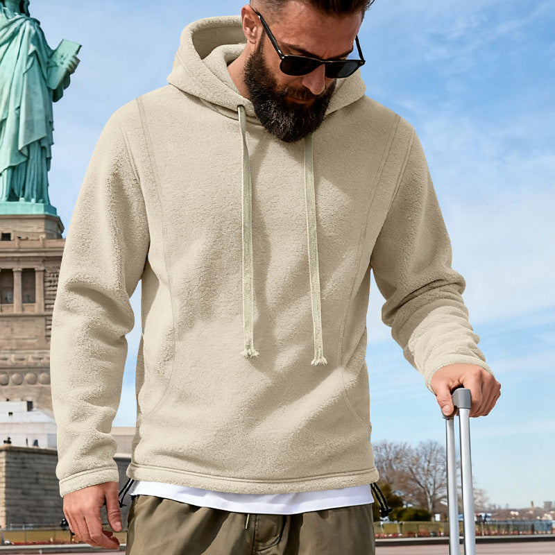 Men's fleece hoodie with teddy texture, hood, and relaxed fit Mune Fashion