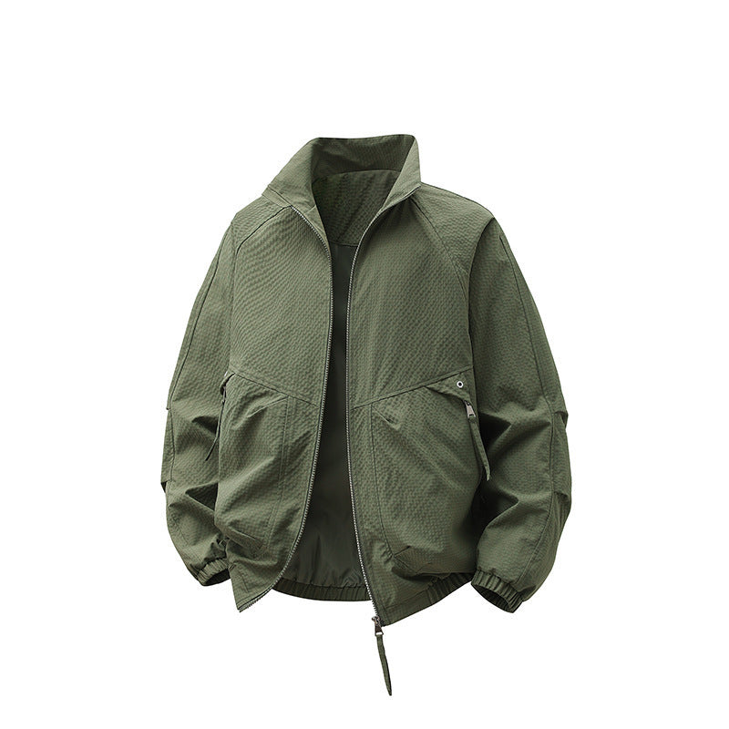 Men Lightweight Windbreaker with High Collar Mune Fashion