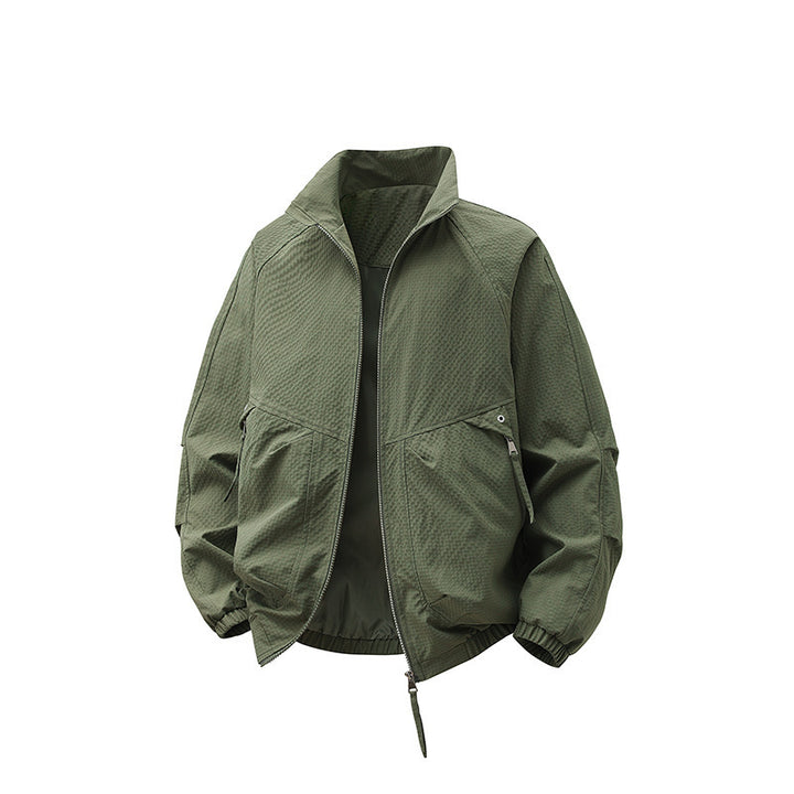 Men Lightweight Windbreaker with High Collar Mune Fashion