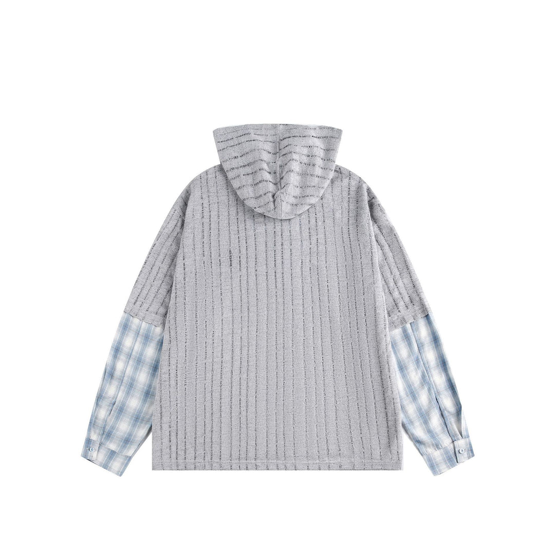 Unisex Casual Hoodie in Layering Look with Lace-Up V-Neck Mune Fashion