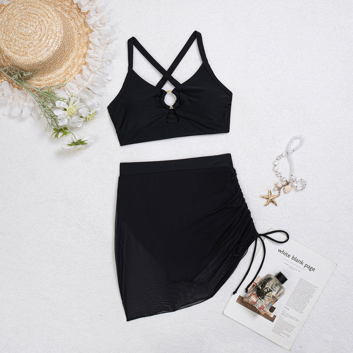 Ladies' Fashionable Bikini with Transparent Wrap Skirt Mune Fashion