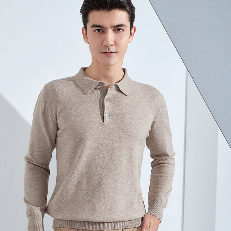 Men's fine long sleeve polo shirt made of fine knit with 3-button placket and slim fit Mune Fashion
