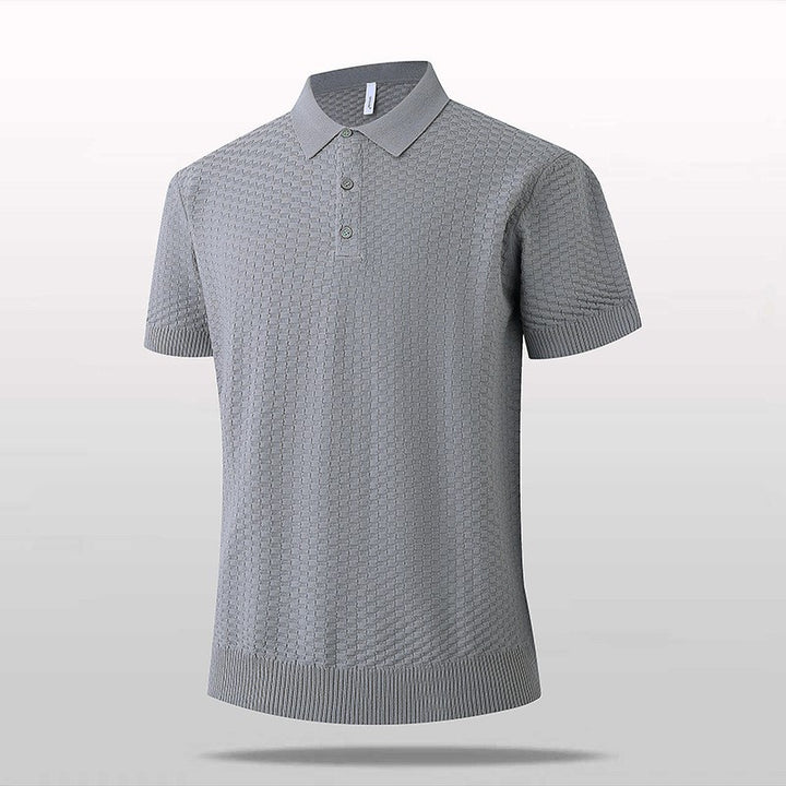 Men's Short Sleeve Polo Shirt with Structured Surface Mune Fashion