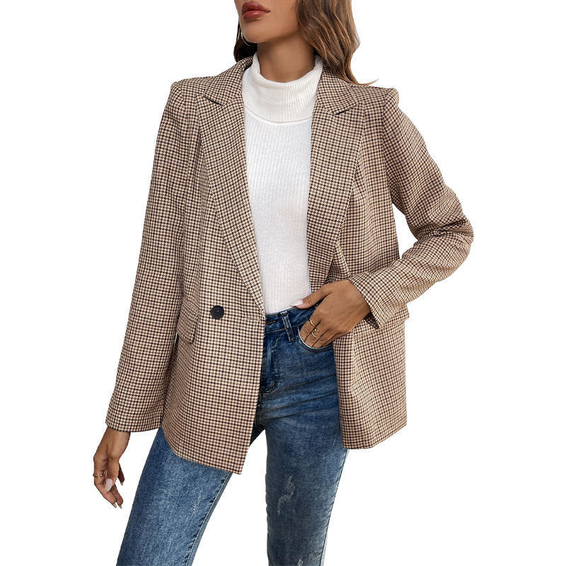 Women Checked Blazer in Elegant Cut Mune Fashion