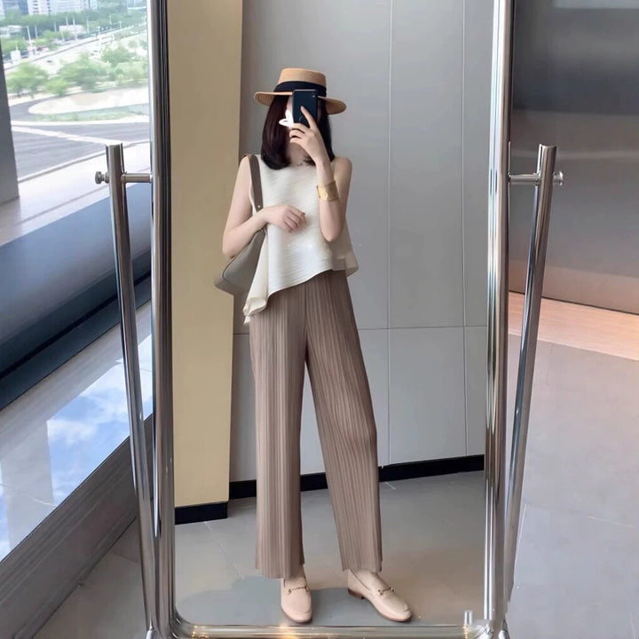 Women's Elegant Pleated Pants Drune