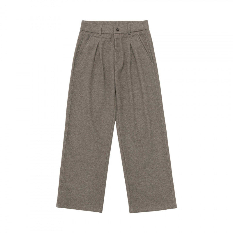 Ladies Wide Pleated Trousers with High Waist and Straight Leg Mune Fashion