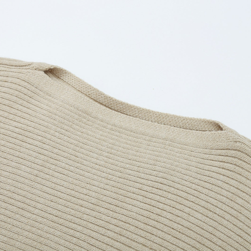 Women's Two-Piece Ribbed Knit Set with Short Sweater and Midi Skirt Mune Fashion