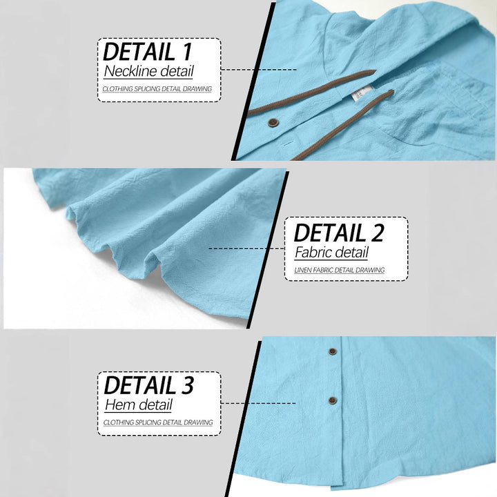 Men's casual hoodie shirt with continuous button placket, decorative drawstring, and relaxed fit Mune Fashion