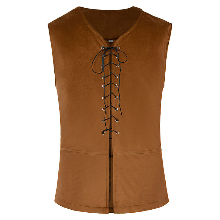 Men's sleeveless functional vest with front eyelet lacing and concealed zipper