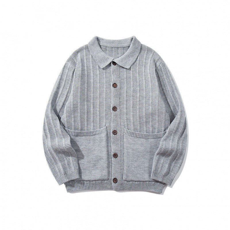 Unisex Chunky Knitted Shirt Jacket with Kent Collar, Button Placket and Patch Pockets Mune Fashion