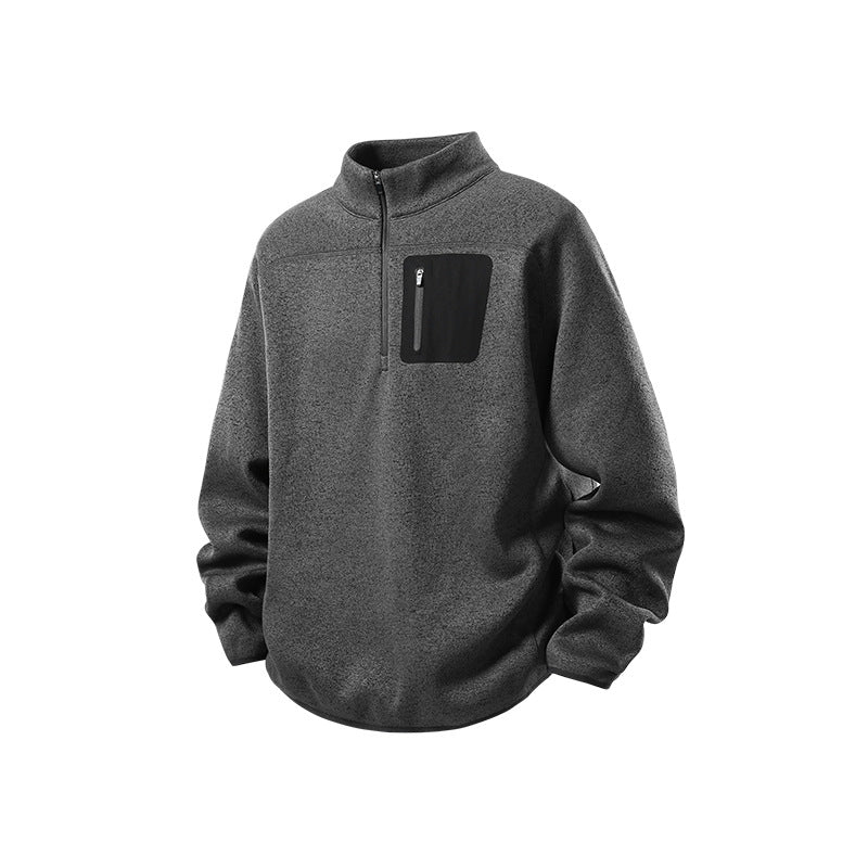 Herren Halbzip-Fleecepullover mit Brustreißverschlusstasche und Stehkragen Mune Fashion