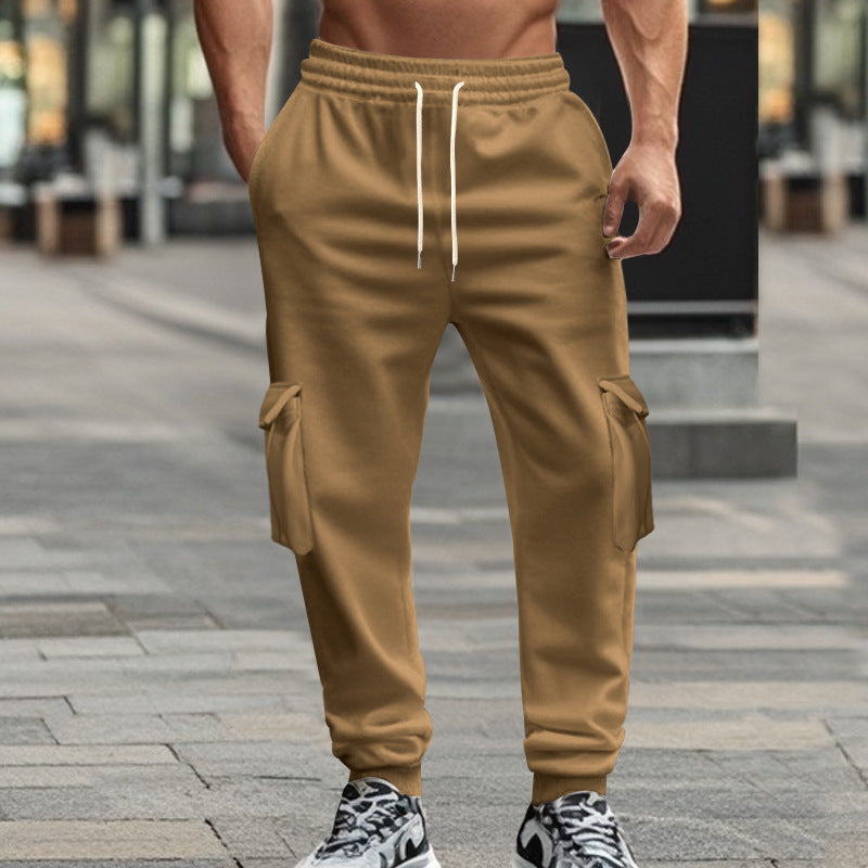 Men's Utility Jogger Pants with Side Flap Pockets, Drawstring Waistband and Tapered Fit Mune Fashion