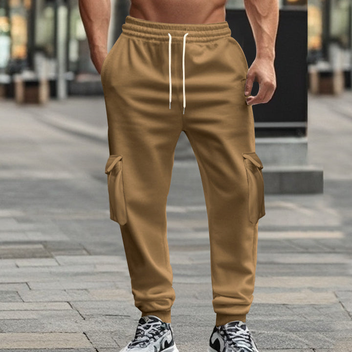 Men's Utility Jogger Pants with Side Flap Pockets, Drawstring Waistband and Tapered Fit Mune Fashion